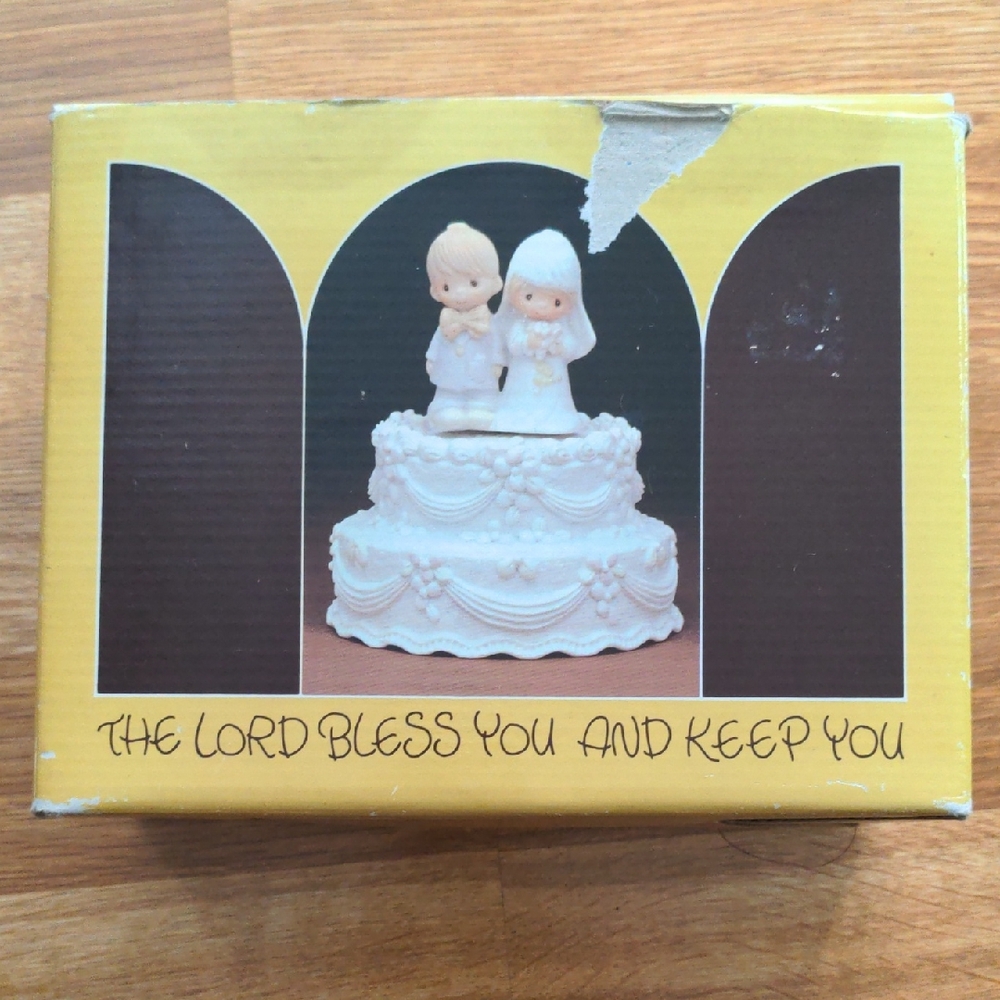 Precious Moments Wedding Cake Topper - Cream and White